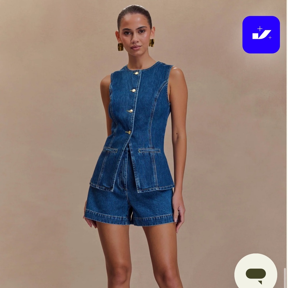 Meshki Blue Denim Sleeveless Set